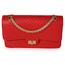 Chanel Red Chevron Quilted Chevre Leather Reissue 2.55 225 lined Flap Bag