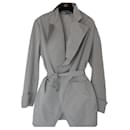 YSL Yves Saint Laurent pearl gray jacket + T belt40 like new