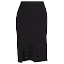 Sandro Paris Flared Hem Pencil Skirt in Black Viscose 