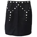 Staud Lazio Embellished Skirt in Black Linen