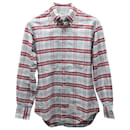 Thom Browne Checked Fannel Shirt in Red Cotton