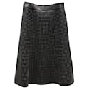 Alice & Olivia Studded Midi Skirt in Black Leather  - Alice + Olivia