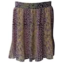 Ganni Leopard Print Pleated Crepe Skirt in Multicolor Polyester
