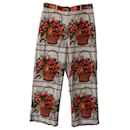Tory Burch Printed Straight-Leg Pants in Multicolor Cotton
