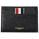 Thom Browne Card Holder with Note Compartment in Black Leather