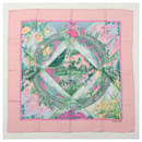 Giverny Gardens Scarf Silk Pink 90 - Hermès