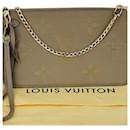 Louis Vuitton Louis Vuitton Pochette Beige Leather Crossbody From Neverfull Added Chain A943 