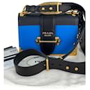 Prada Prada Woman's Bag Cahier City 1BD045 Blue/black Leather Saffiano Shoulder B340 