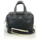 Celine Briefcase Black Leather Shearling Strap Messenger Travel Bag Vintage B165  - Céline