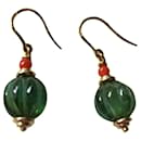 Bvlgari Gold Coral Tourmaline Hook Earrings - Autre Marque