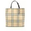 Large Beige Nova Check Coated Canvas Shopper Tote Upcycle Ready - Burberry