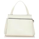 Celine White Large Edge Leather Handbag - Céline