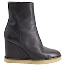 Celine Manon Wedge Ankle Boots in Black Calfskin Leather - Céline