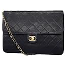 Chanel Classic Vintage Flap Black Lambskin Leather Shoulder Bag 