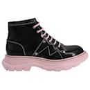 Alexander Mcqueen Tread Lace Up Boots in Pink/Black Calfskin Leather