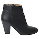 Whistles Chunky Mid-Heel Ankle Boots in Black Leather