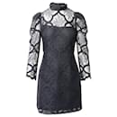 Sandro Paris Coeur Lace High Neck Dress in Black Polyamide
