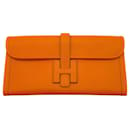 Hermes Jige 29 Orange Leather Clutch - Hermès