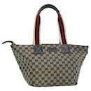 GUCCI Sherry Line GG Canvas Tote Bag White Navy Red Auth yt897 - Gucci