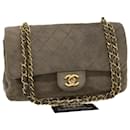 CHANEL Matelasse Chain Shoulder Bag Suede Gray CC Auth am2791ga - Chanel