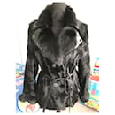 Giorgio real fur jacket black size 38 neuf
