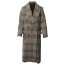 Isabel Marant Double-Breasted Plaid Trench Coat in Multicolor Lana Vergine