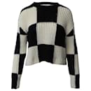 A.L.C. Checked Knit Sweater in Black and White Cotton 