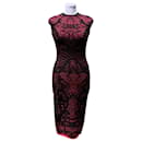 Red Black Lace Intarsia Bodycon Dress Size S - Alexander Mcqueen