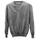 Ermenegildo Zegna V-Neck Sweater in Grey Wool