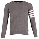  Thom Browne 4-Bar Crewneck Pullover Sweatshirt in Grey Cashmere 