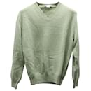 Ermenegildo Zegna V-Neck Sweater in Light Green Cashmere