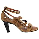 Tod's Strappy High Heel Sandals in Tan Leather 