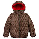 Chaqueta de plumas reversible unisex Fendi FF rojo marrón