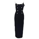 Alessandra Rich Chain Strap Bodycon Maxi dress in Black Velvet 
