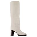 Leila Boots in White Leather - Isabel Marant