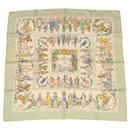 HERMES CARRE90 Scarf ""COSTUMES CIVILS ACTUELS"" Silk Green Auth bs2069 - Hermès
