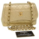 CHANEL Matelasse Turn Lock Chain Shoulder Bag Lamb Skin Gold CC Auth 31382a - Chanel