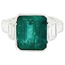 White gold emerald ring, diamants. - inconnue