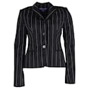 Ralph Lauren Striped Blazer in Black and White Cotton 