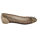 Christian Louboutin Spiked Ballerina Flats in Beige Suede