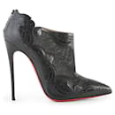 Christian Louboutin Black Leather and Lace Mandolin Pumps