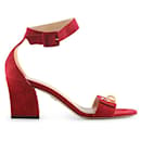 Christian Dior Burgundy Suede C'est Open Toe Ankle Strap Sandals