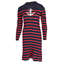 Isabel Marant Etoile Nautical Striped Knitted Dress in Navy Blue and Red Linen