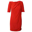 Maje Gathered Shoulder Detail Mini Dress in Red Silk