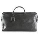 Bottega Veneta Dark Grey Intrecciato Leather Duffle Bag