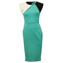 Roland Mouret Color Block Sheath Dress in Green Cotton 