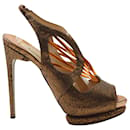 Nicholas Kirkwood Lizard Specchio High Heel Sandalen aus bronzefarbenem Metallic-Leder