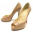 CHRISTIAN LOUBOUTIN VERY PRIVATE SHOES 120 3080395 NUDE PATENT LEATHER SHOES - Christian Louboutin