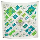 NEW HERMES PAVOIS PHILIPPE LEDOUX SCARF IN WHITE AND GREEN SILK SCARF - Hermès