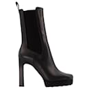 Sponge Sole High Chelsea Boots in Black Leather - Off White